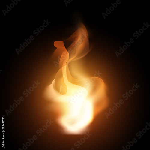 Realistic creative hot vector fire flames or blaze bonfire