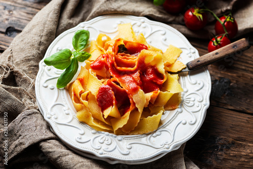 Cooked italian pasta photo