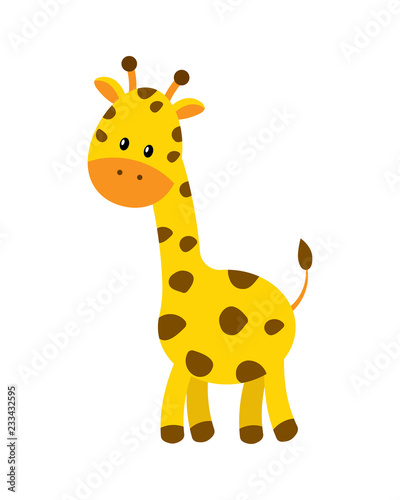 Cute cartoon giraffe vector illustration isolated on white backg