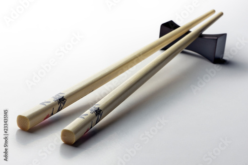 Rice chopsticks decorated on a white background