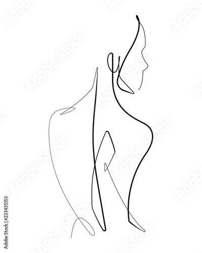 Female Form Continuous Vector line Graphic