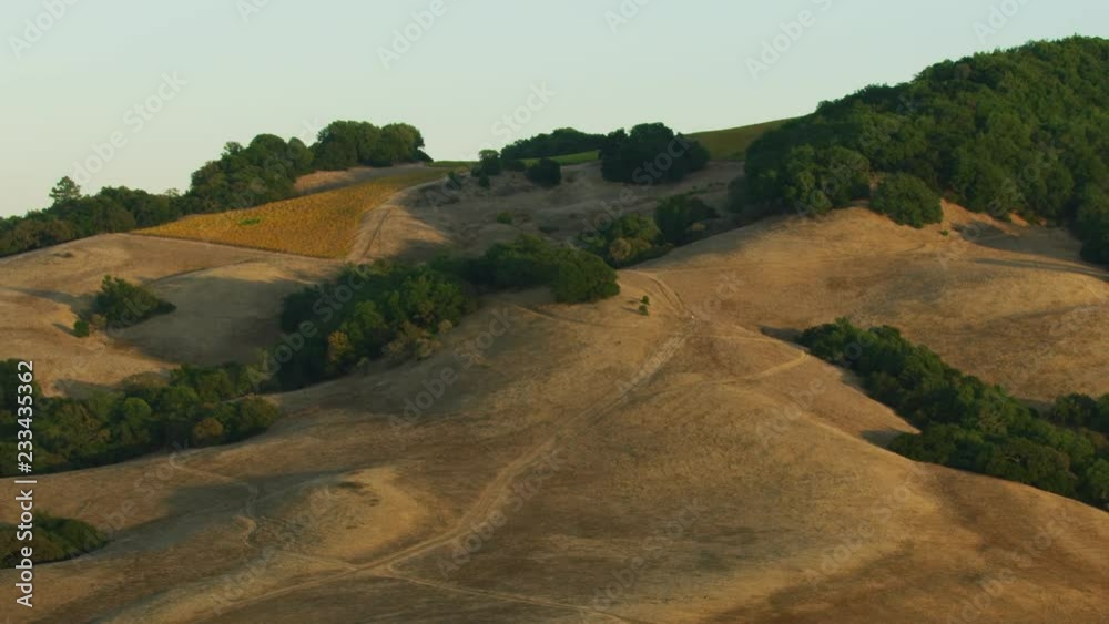 Aerial view of rolling hills rural California countryside Aerial view of rolling hills rural California countryside