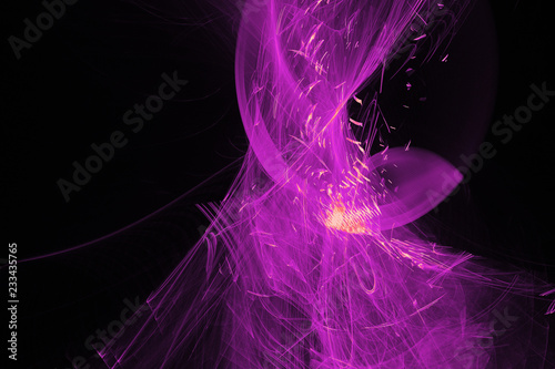 Abstract Patterns On Dark Background With Purple Lines Curves Particles