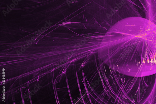 Abstract Patterns On Dark Background With Purple Lines Curves Particles