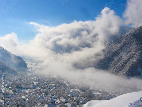 clouds in the mountains