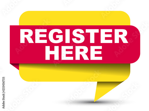 red vector banner register here