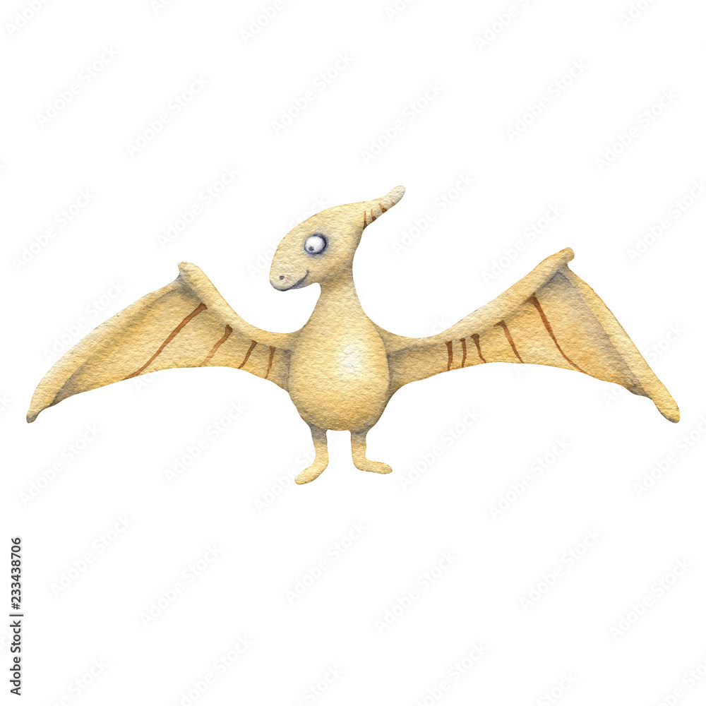 Fototapeta premium Watercolor Dinosaur Isolated on a White Background Hand Drawn Illustration