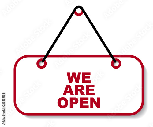 red vector banner we are open