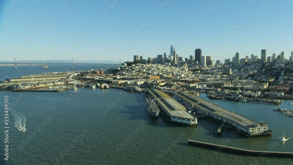 Aerial view Fishermans Wharf North Beach San Francisco Aerial view Fishermans Wharf North Beach San Francisco