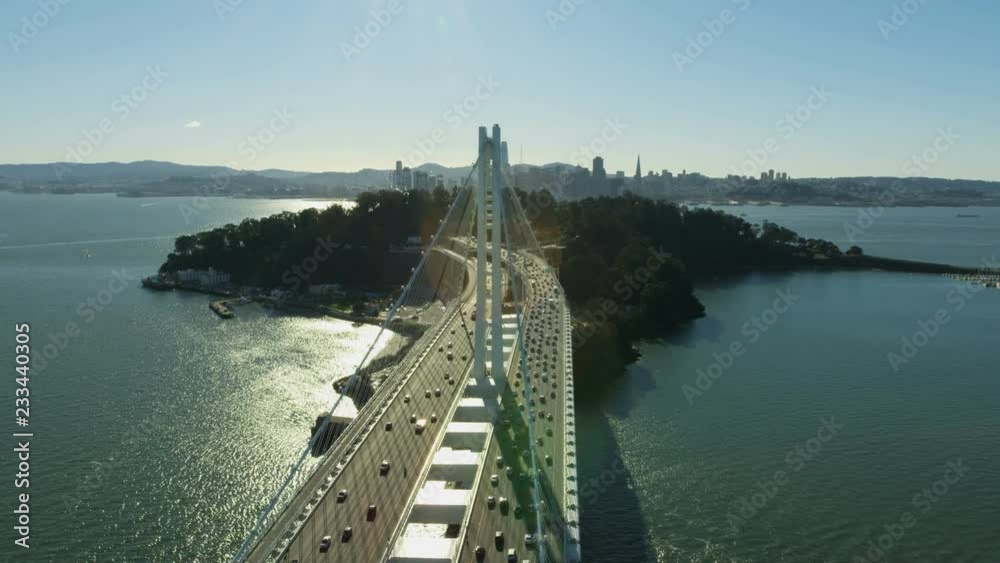 Aerial view Oakland bay bridge San Francisco America