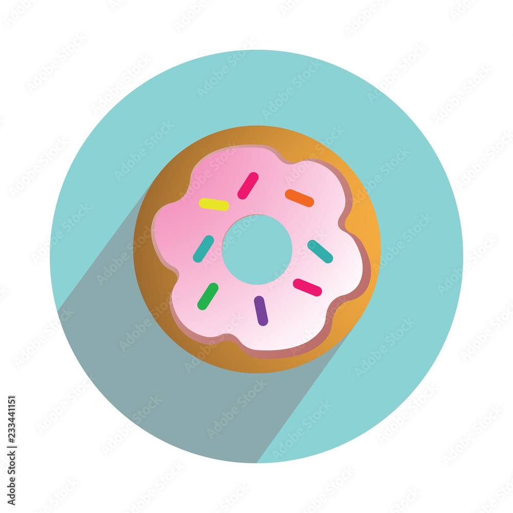 Donut with glaze on white background icon flat Donut with glaze on white background icon flat