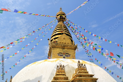 Swayambhunath Stupa, also called "Monkey temple" in Kathmandu in Nepal