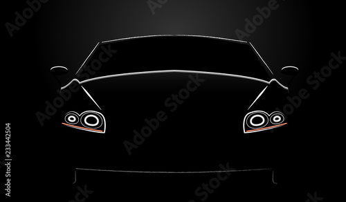 
silhouette of the front of the car on a black background