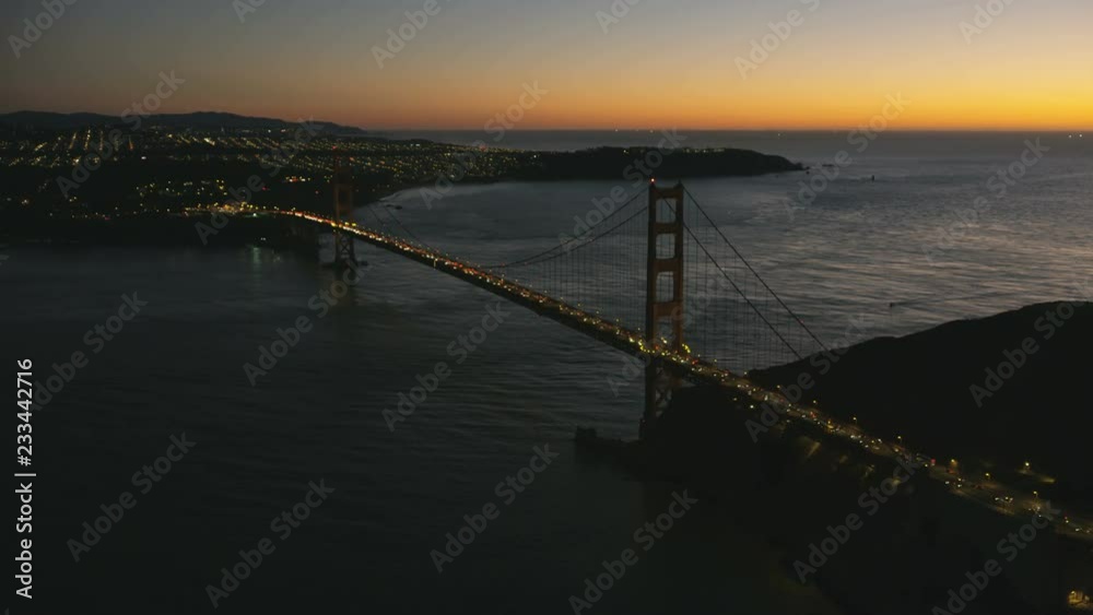 Aerial night view Golden Gate Bridge San Francisco Aerial night view Golden Gate Bridge San Francisco
