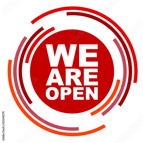 red vector banner we are open