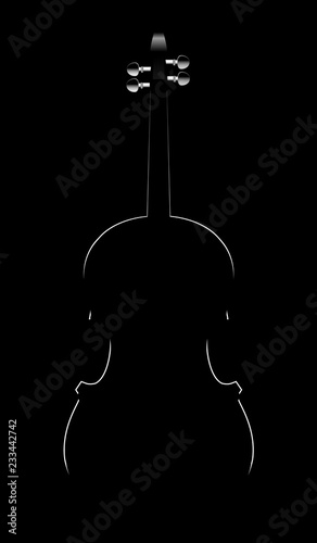white silhouette of a violin on a black background