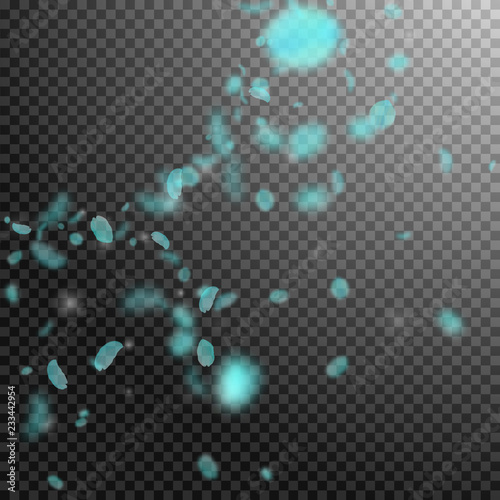 7449445 Turquoise flower petals falling down. Terrific rom