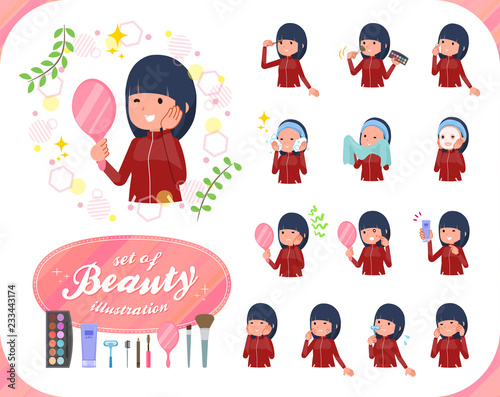 flat type school girl red jersey_beauty