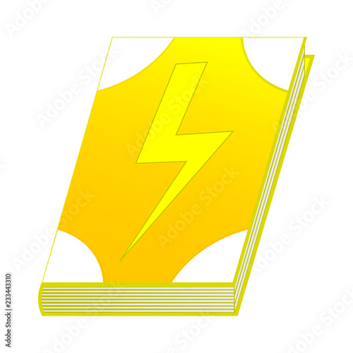 Spell books of lightning element for Your Design, Game, Card. Ancient book with alchemy recipes and mystic spells and enchantments. Isolated GUI design elements. Vector Illustration.