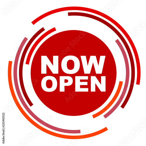 red vector banner now open