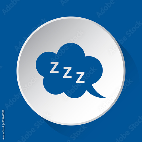 ZZZ speech bubble - simple blue icon, white button