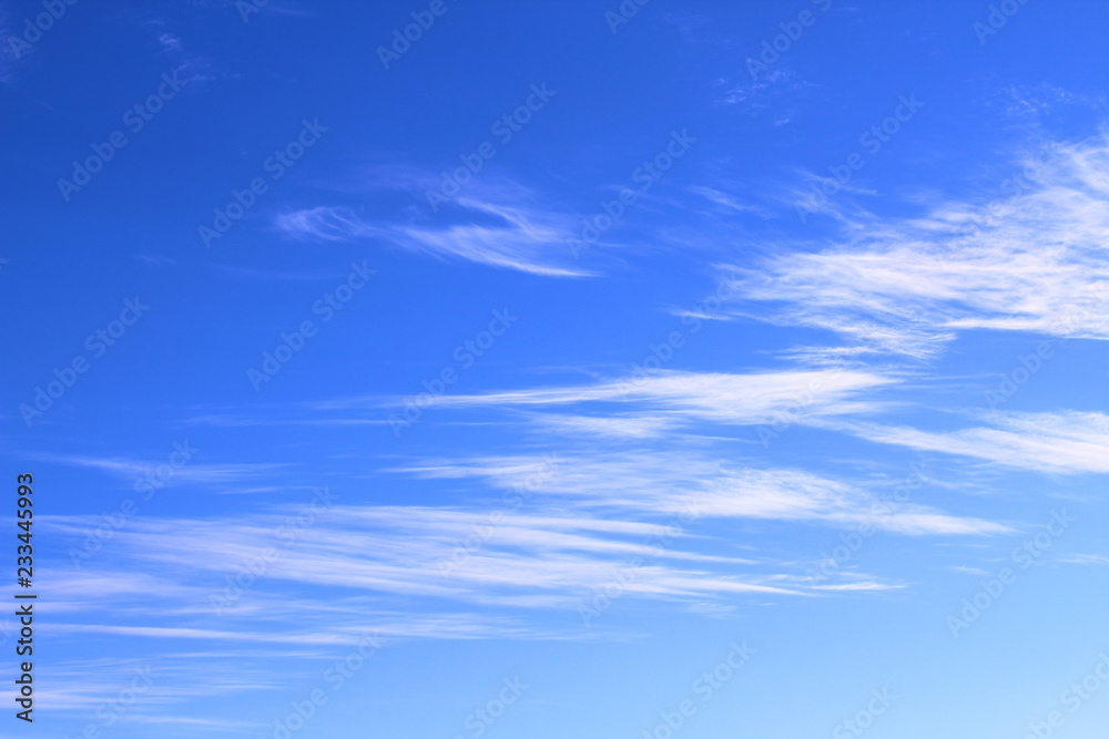 Thin white cirrus clouds. Background. Landscape.