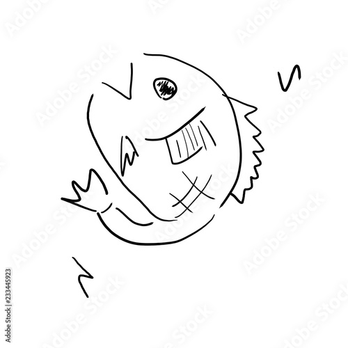 鯛 お正月イメージゆるいイラスト 挿絵 モノクロ線画 Stock Illustration Adobe Stock
