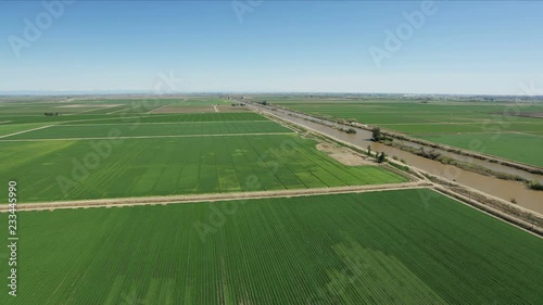 Aerial view fresh crops fields California rural countryside photo