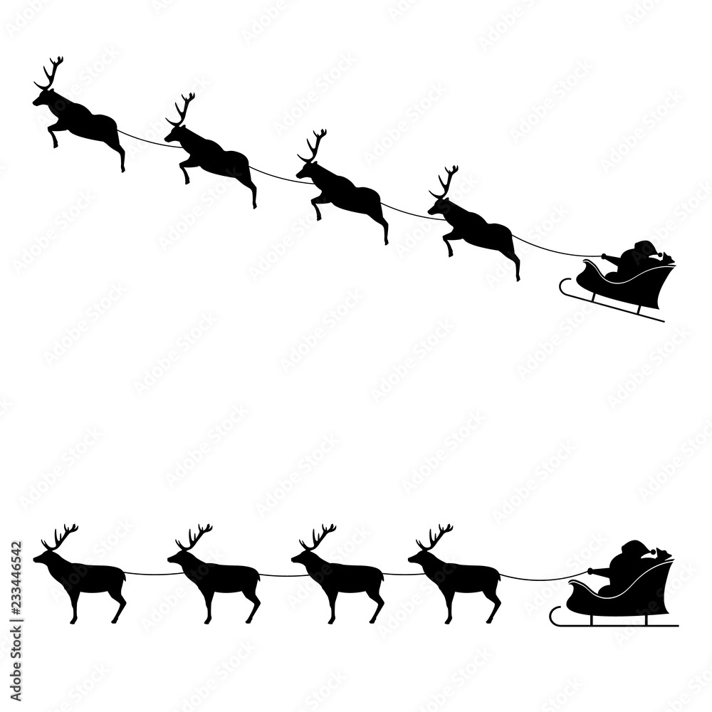 Santa sleigh icon, logo on white background