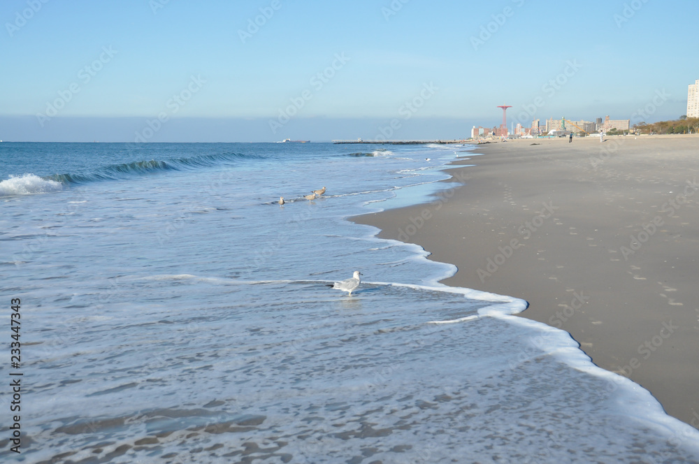 Atlantic ocean in Brighton beach (Brooklyn, New York)