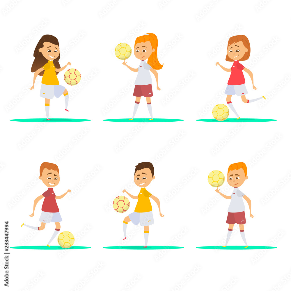 Pretty football players. Happy children
