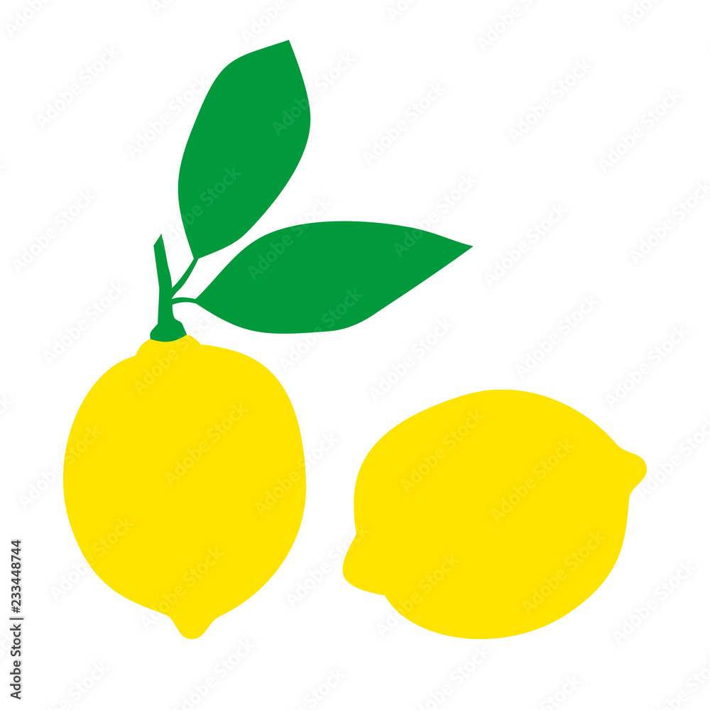Vector illustration of lemon. Citrus. Isolated lemon with leaves. Vector illustration of lemon. Citrus. Isolated lemon with leaves.