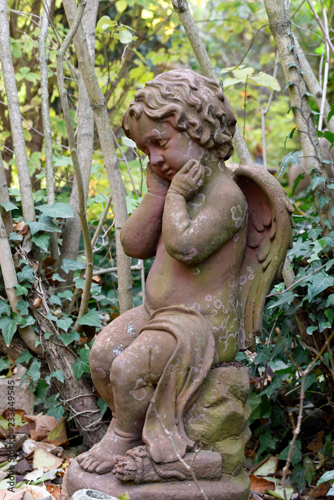 Obraz premium engelsfigur in einem garten