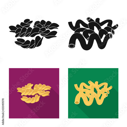Isolated object of pasta and carbohydrate logo. Set of pasta and macaroni vector icon for stock.