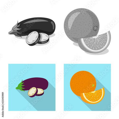 Vector design of vegetable and fruit icon. Collection of vegetable and vegetarian stock vector illustration.
