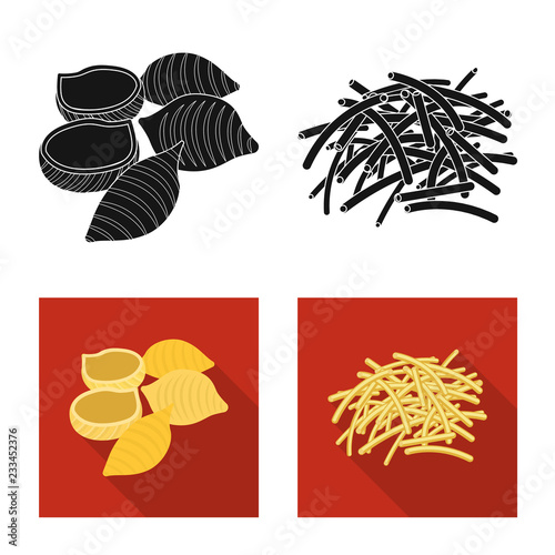 Isolated object of pasta and carbohydrate logo. Collection of pasta and macaroni stock vector illustration.
