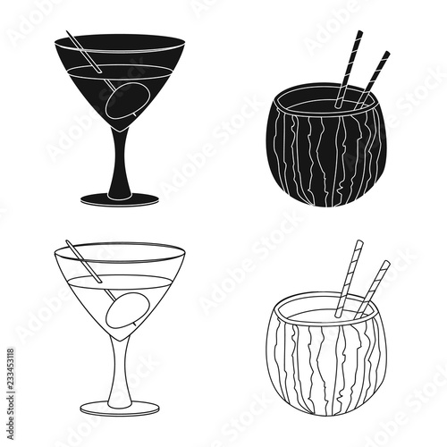 Vector design of drink and bar icon. Set of drink and party stock vector illustration.