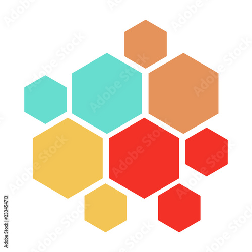 Vector illustration infographic with hexagons label, business template for presentation. Creative concept photo