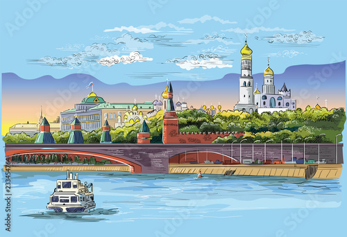 Vector colorful hand drawing Moscow-3