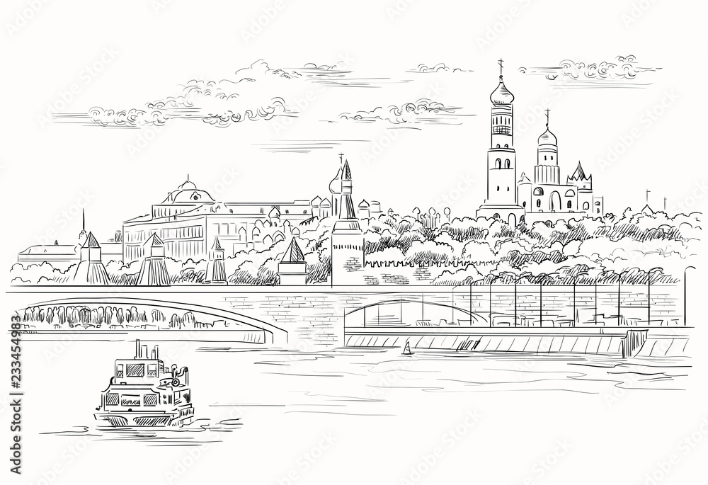Vector hand drawing Moscow-3