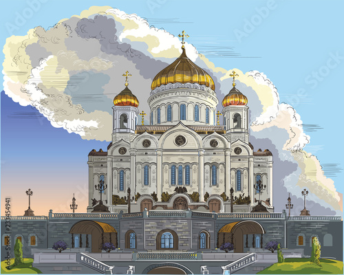 Vector colorful hand drawing Moscow-10
