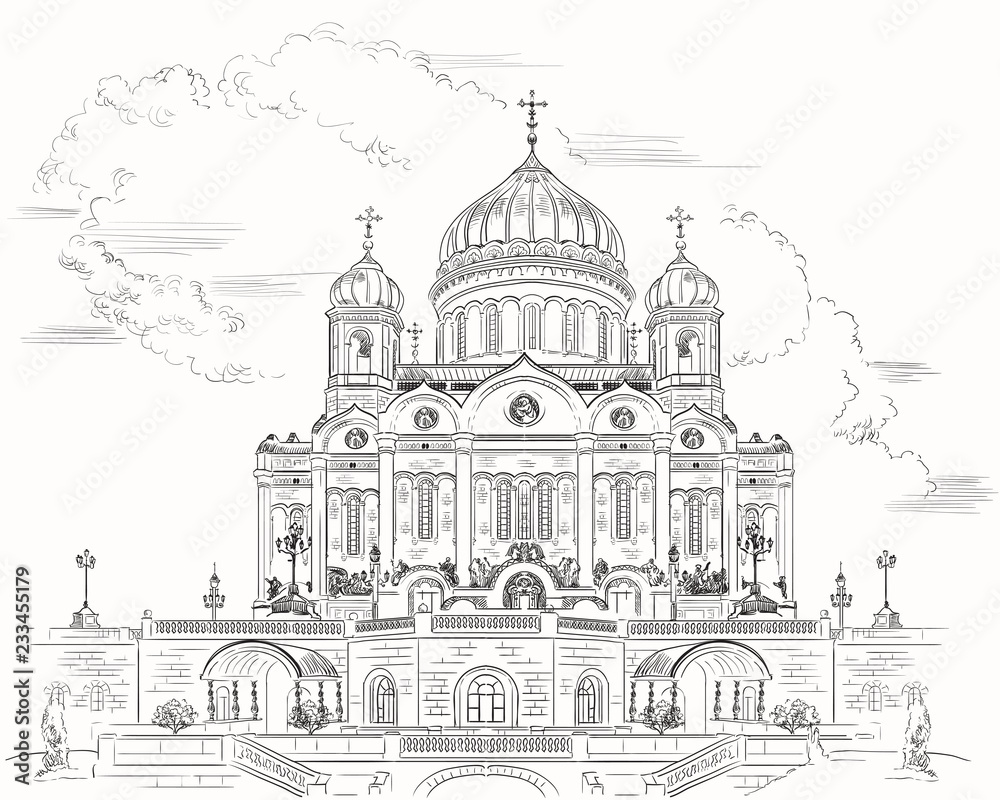 Fototapeta premium Vector hand drawing Moscow-10