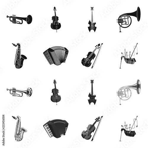 Vector design of music and tune icon. Collection of music and tool vector icon for stock.