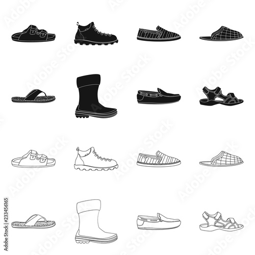 Vector design of shoe and footwear logo. Set of shoe and foot stock vector illustration.