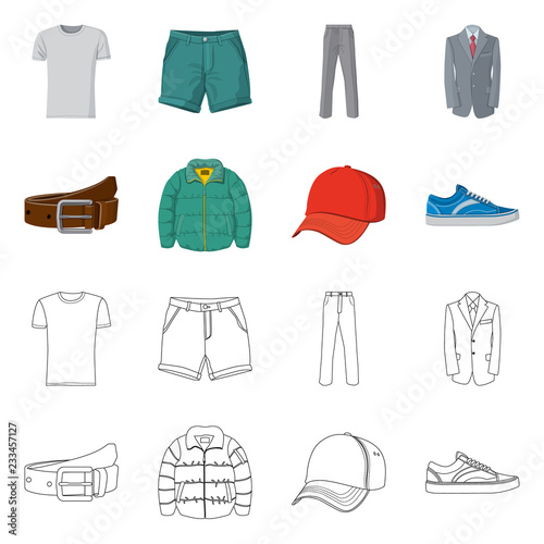 Vector design of man and clothing logo. Collection of man and wear stock symbol for web.