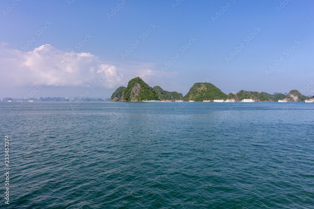 Beautiful panorama of Ha Long Bay (Descending Dragon Bay) popular tourist destination in Asia. Vietnam.