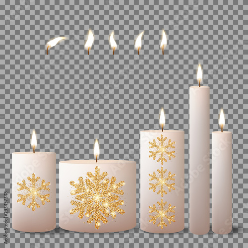 set of candles, isolated on a black background