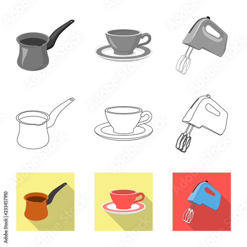 Vector illustration of kitchen and cook symbol. Set of kitchen and appliance stock vector illustration.