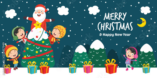 Wallpaper Mural Vector Illustration Of Christmas Torontodigital.ca