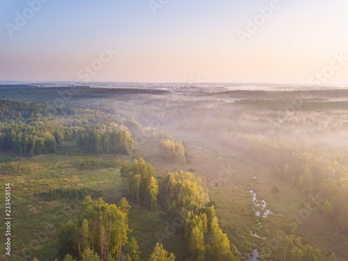 Beautiful foggy polish landscape photographed from drone © milosz_g